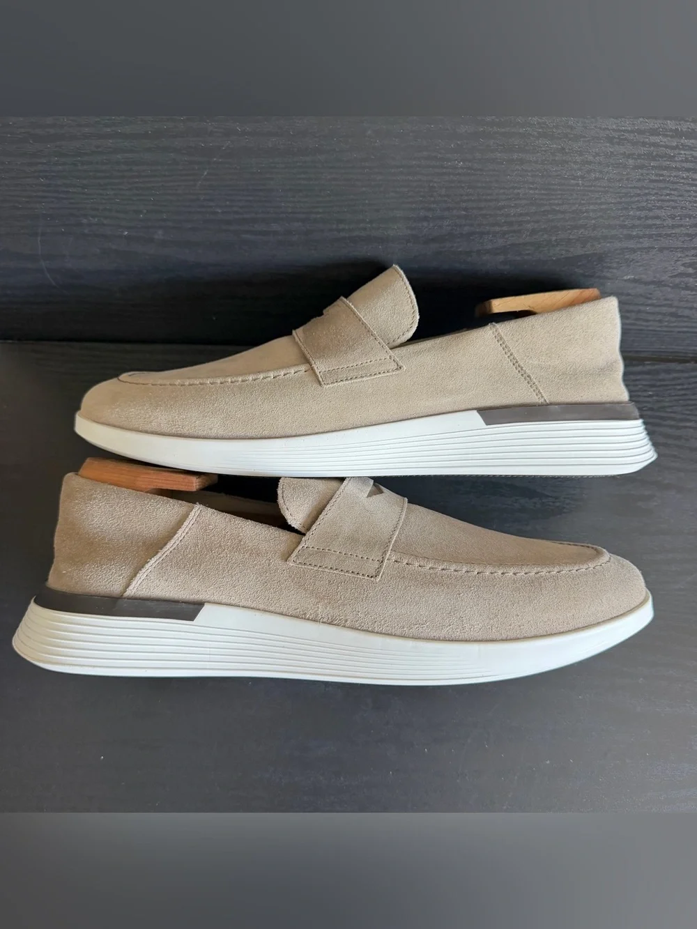Wolf & Shepherd Men’s Crossover Penny Loafers Sneakers Sz 11 M Beige Suede EUC